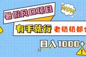 （11375期）暑假风口项目，有手就行，老奶奶都会，轻松日入1000+
