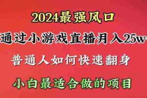 （10020期）2024年最强风口，通过小游戏直播月入25w+单日收益5000+小白最适合做的项目