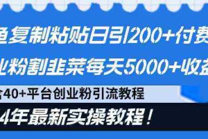 （9054期）闲鱼复制粘贴日引200+付费创业粉，割韭菜日稳定5000+收益，24年最新教程！