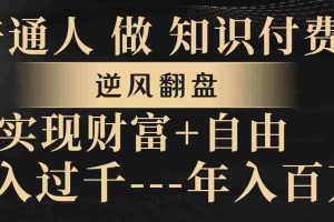 （8333期）普通人做知识付费，逆风翻盘，实现财富自由，日入过千，年入百万