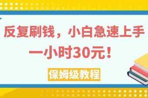 （7751期）反复刷钱，小白急速上手，一个小时30元，实操教程。
