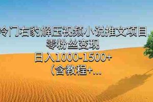（7522期）冷门右豹解压视频小说推文项目，零粉丝变现，日入1000-1500+。（含教程+…