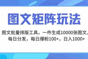 （8239期）图文批量排版工具，矩阵玩法，一键生成10000张图，每日分发多个账号，每…