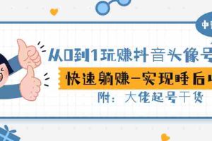 (2862期)从0到1玩赚抖音头像号:快速躺赚-实现睡后收!附:大佬起号干货!