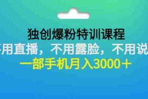 (2806期)独创爆粉特训课程:不用直播,不用露脸,不用说话 一部手机月入3000+