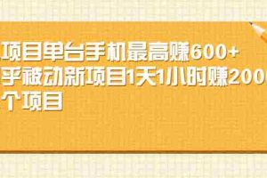 （2161期）小项目单台手机最高赚600+知乎被动新项目1天1小时赚2000+(12个项目)