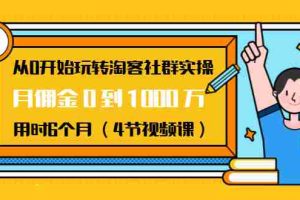 （1456期）从0开始玩转淘客社群实操：月佣金0到1000万用时6个月（4节视频课）