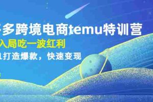 （4622期）拼多多跨境电商temu特训营：先入局吃一波红利，从0到1打造爆款，快速变现