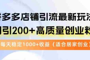 （12893期）拼多多店铺引流最新玩法，日引200+高质量创业粉，每天稳定1000+收益（…