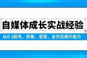 （13963期）自媒体成长实战经验，从0-1起号、获客、变现，全方位提升能力