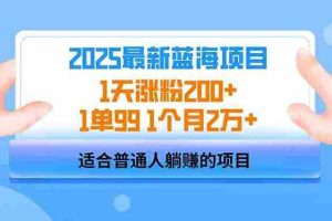 （14573期）2025蓝海项目 1天涨粉200+ 1单99 1个月2万+