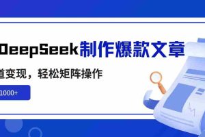 （14595期）利用DeepSeek制作爆款文章，多渠道变现，轻松矩阵操作，轻松日入1000+