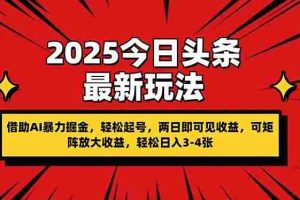 （14306期）2025今日头条最新玩法，借助AI暴力掘金，轻松起号，两日即可见收益，可…