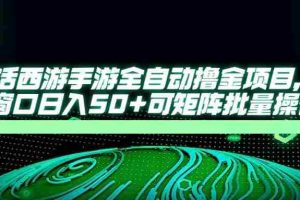 （14498期）大话西游手游全自动撸金项目，单窗口日入50+可矩阵批量操作