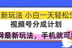 （14815期）视频号分成计划，全网最暴力玩法，新手一天也能轻松500+