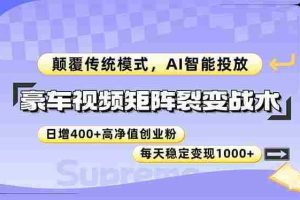 （14903期）豪车视频矩阵裂变战术，颠覆传统模式，AI智能投放，日增400+高净值创业…