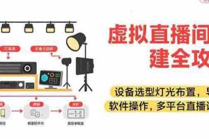 （15404期）虚拟直播间搭建全攻略，设备选型灯光布置，导播软件操作，多平台直播设置