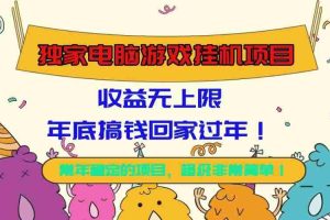 （16411期）独家电脑游戏挂机项目，收益无上限，年底搞钱回家过年！