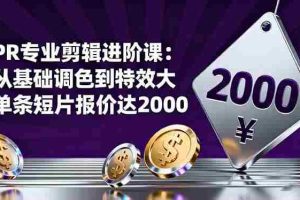 （16381期）PR专业剪辑进阶课：从基础调色到特效大片的进阶技能，单条短片报价达2000