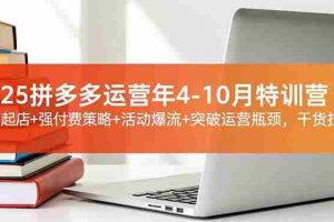 （16642期）2025拼多多运营年4-10月特训营：暴力起店+强付费策略+活动爆流+突破运营瓶颈，干货拉满