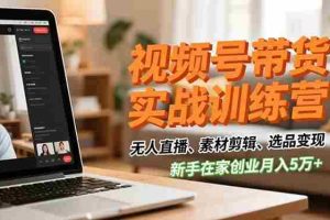（16762期）视频号带货实战训练营，无人直播、素材剪辑、选品变现，新手在家创业月入5万+
