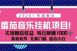 (16835期)全新平台,蓝海时期!2025年年底番茄音乐挂机项目,每天几分钟,月入1000+,可矩阵